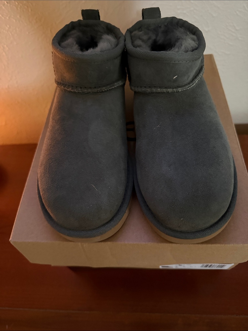 UGG Charcoal Suede Short Classic Ankle Booties
